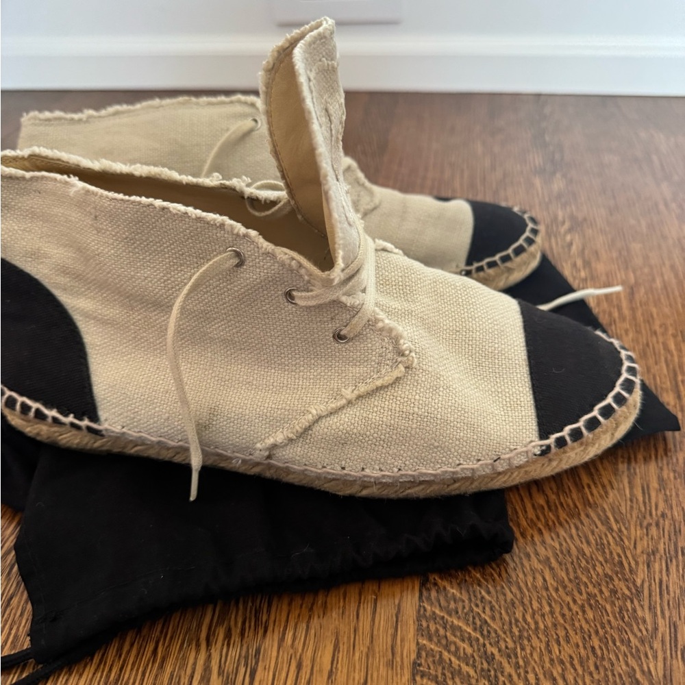 Chic Canvas Espadrille Boots - Black & Cream - Picture 10 of 10